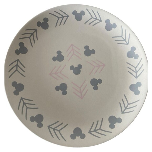 Disney Parks ~ Mickey Mouse Icon Homestead Gray & Pink Salad/Cake Plate Set of 4 - Picture 5 of 8